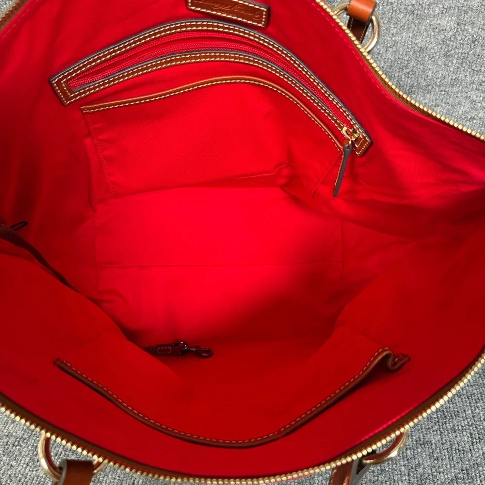 Dooney & Bourke Tobi Tote Bag Red Navy Pebble Leather Colorblock Inner Pocket